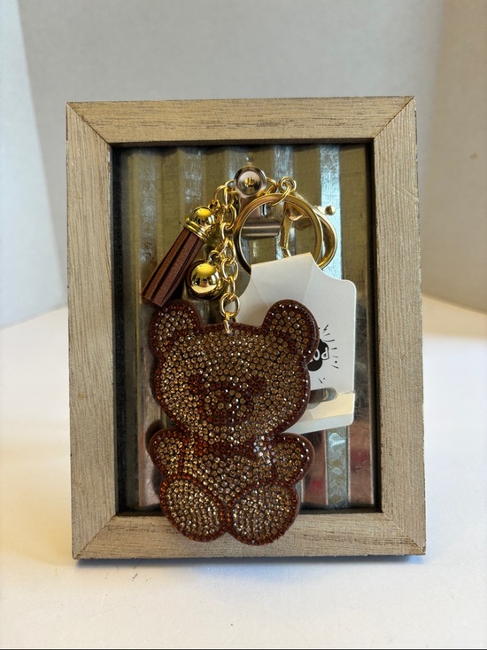 Accessories - Gold-Tone Brown Teddy Bear Crystal Keychain Charm